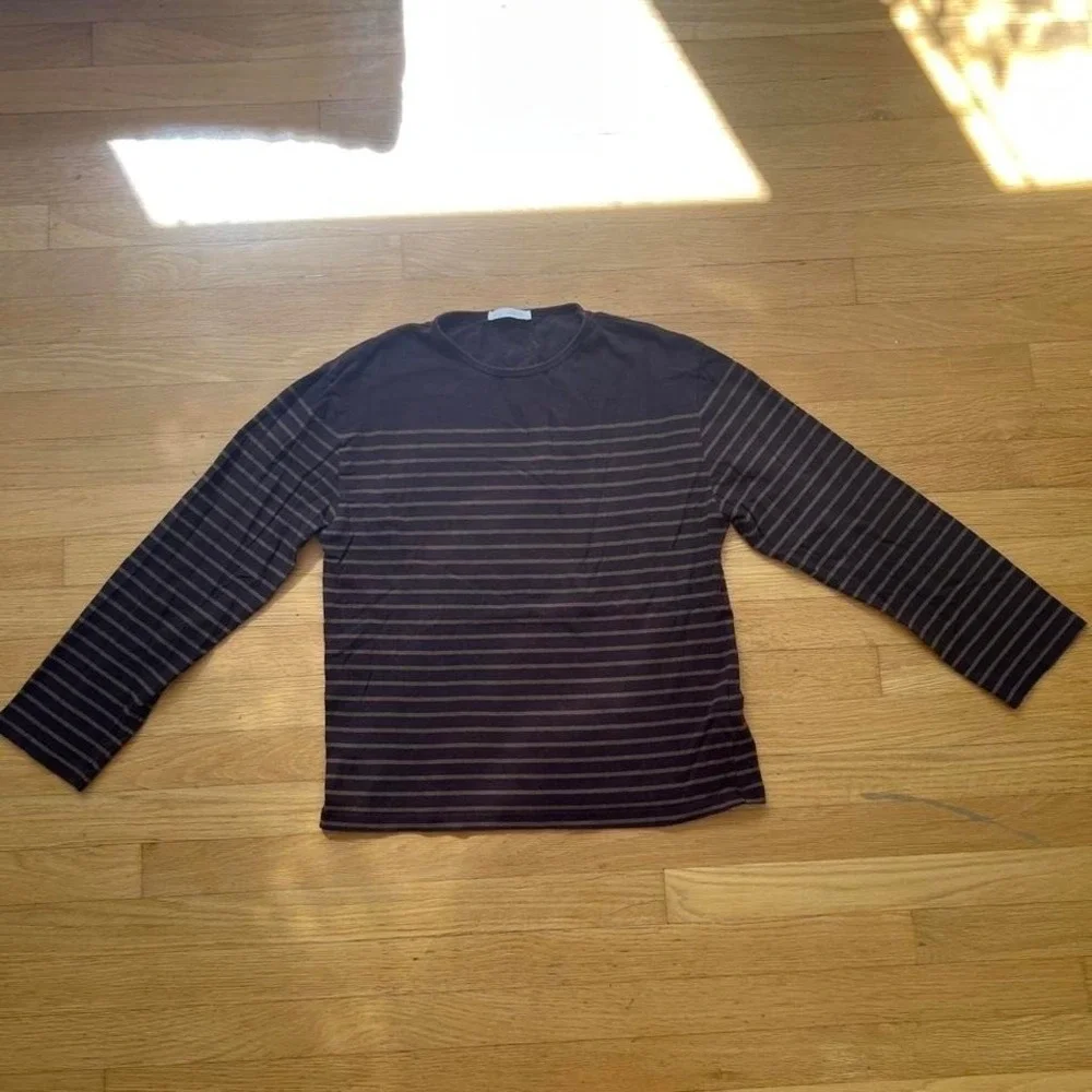 Zara Brown striped long sleeve shirt, Women's Small - Picture 2 of 6